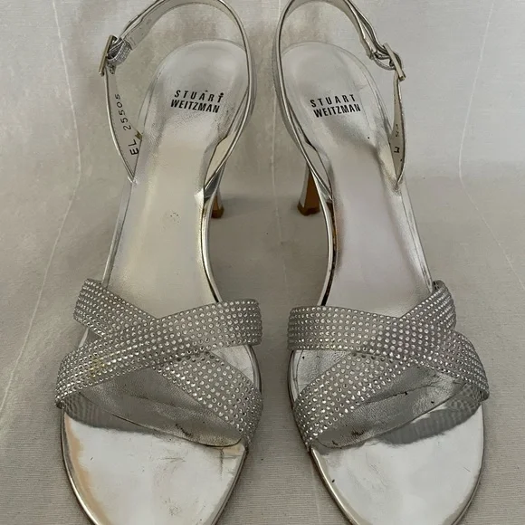 Silver Rhinestone Strappy Heels - Picture 5 of 9